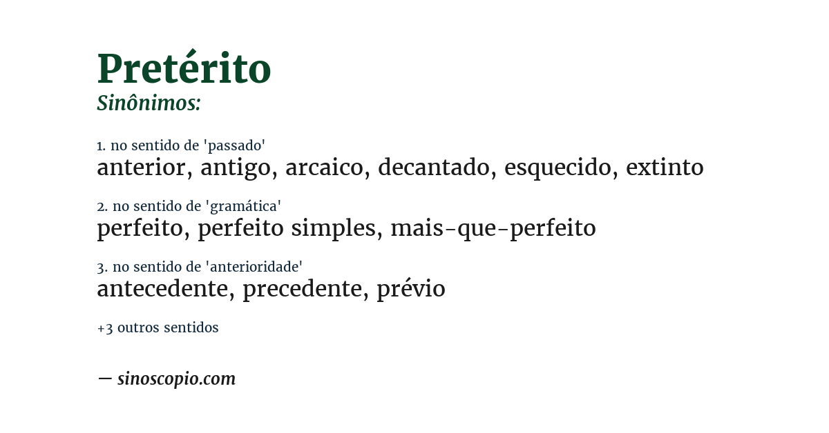 Sinônimo de pretérito