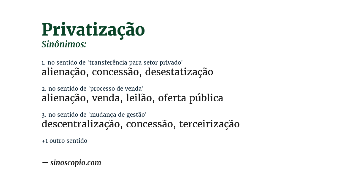 Sinônimo de privatização