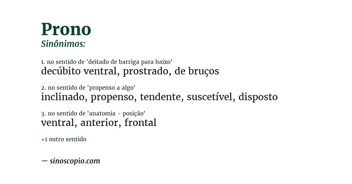 Sinônimo de prono