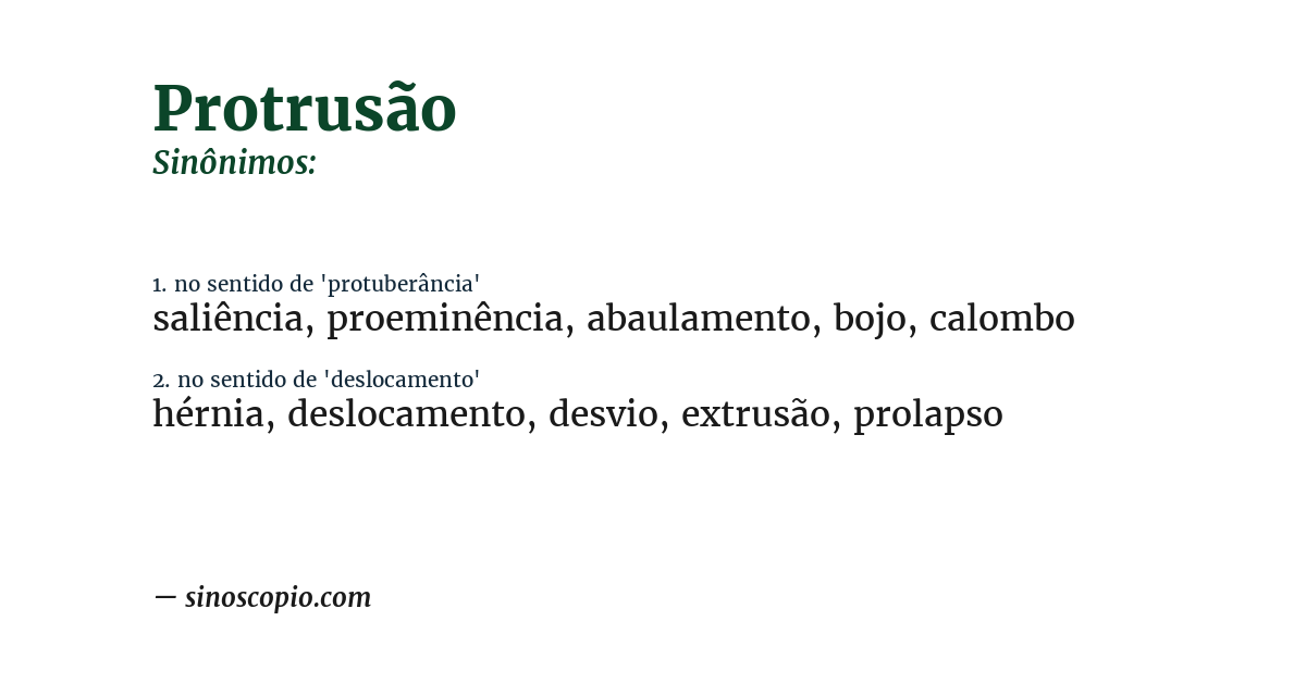 Sinônimo de protrusão