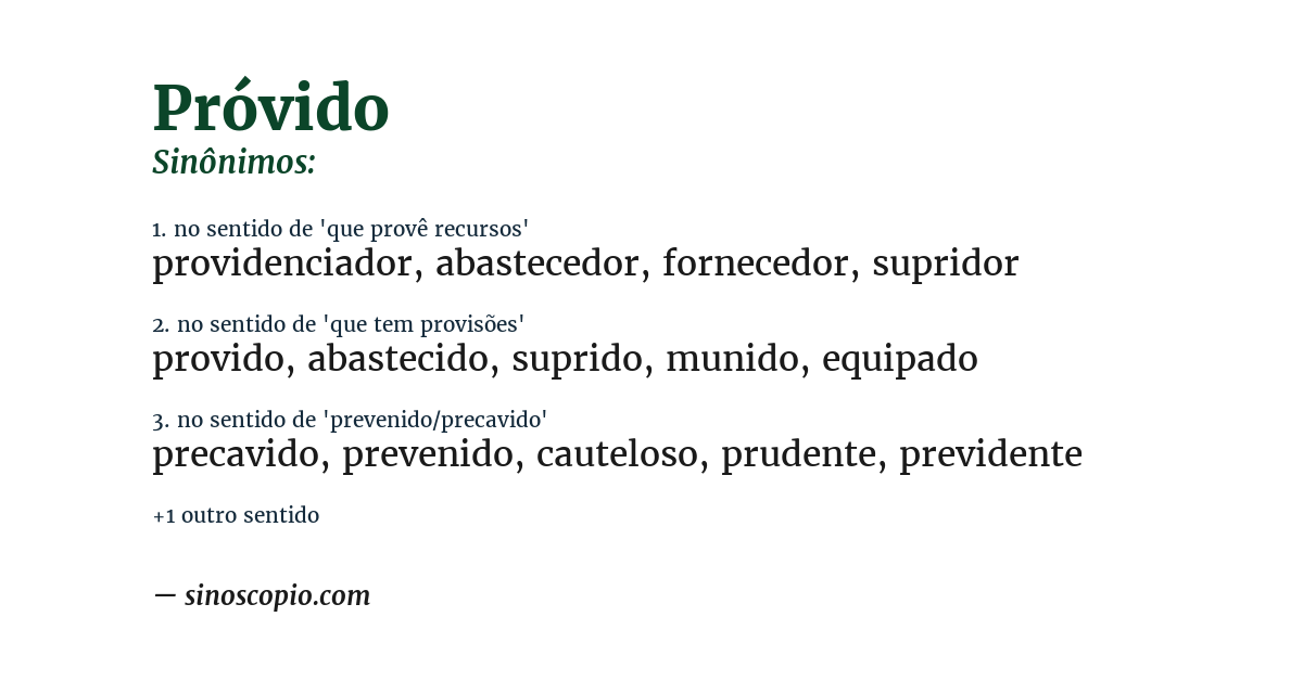 Sinônimo de próvido