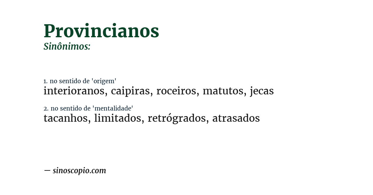 Sinônimo de provincianos