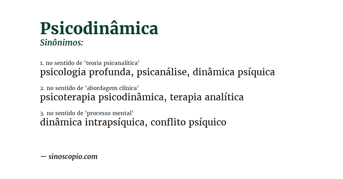 Sinônimo de psicodinâmica