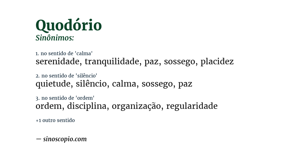 Sinônimo de quodório