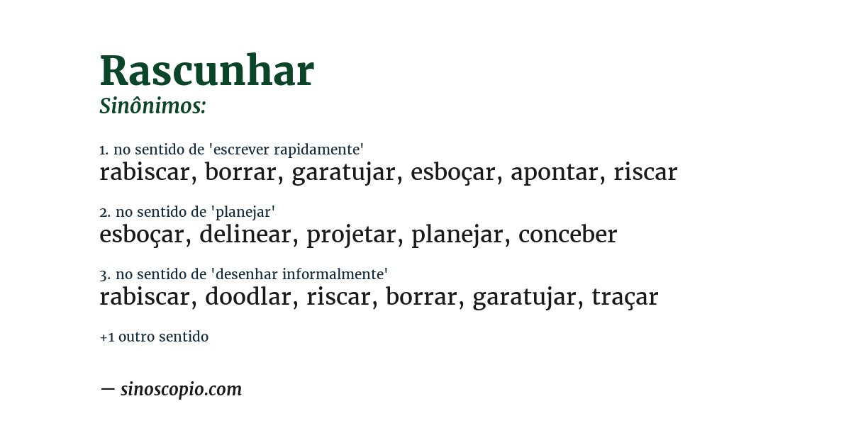 Sinônimo de rascunhar