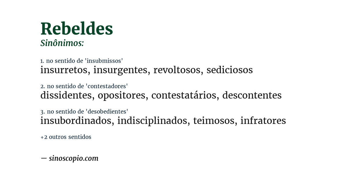 Sinônimo de rebeldes