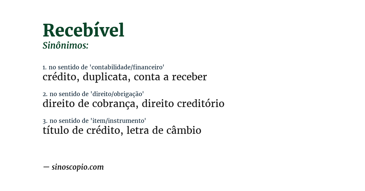 Sinônimo de recebível