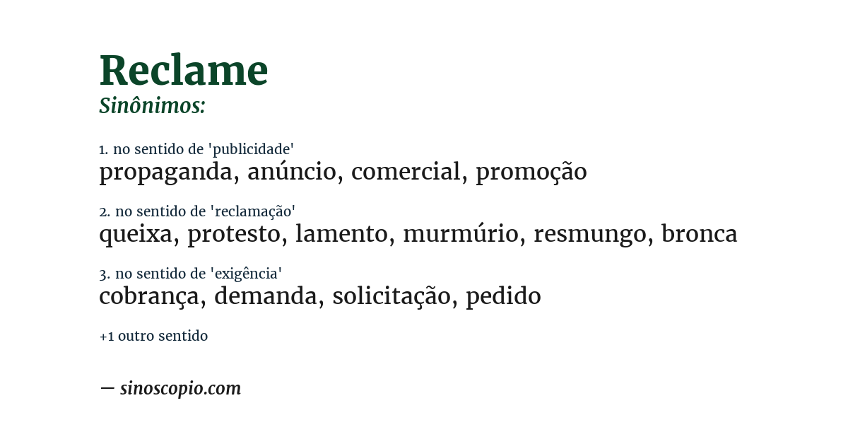 Sinônimo de reclame