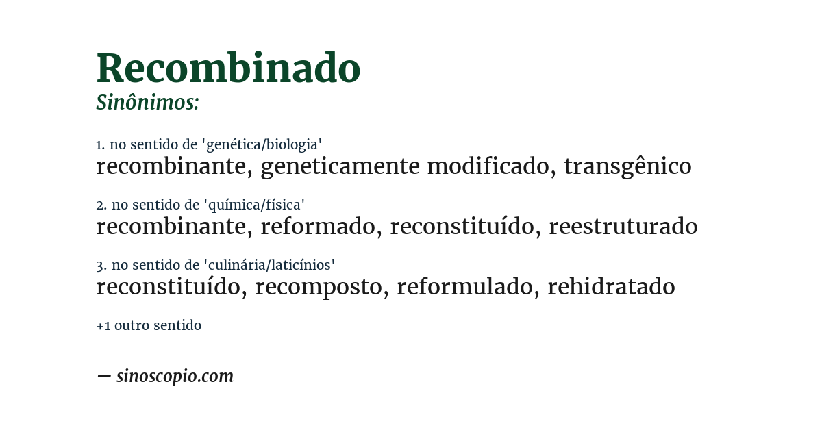 Sinônimo de recombinado