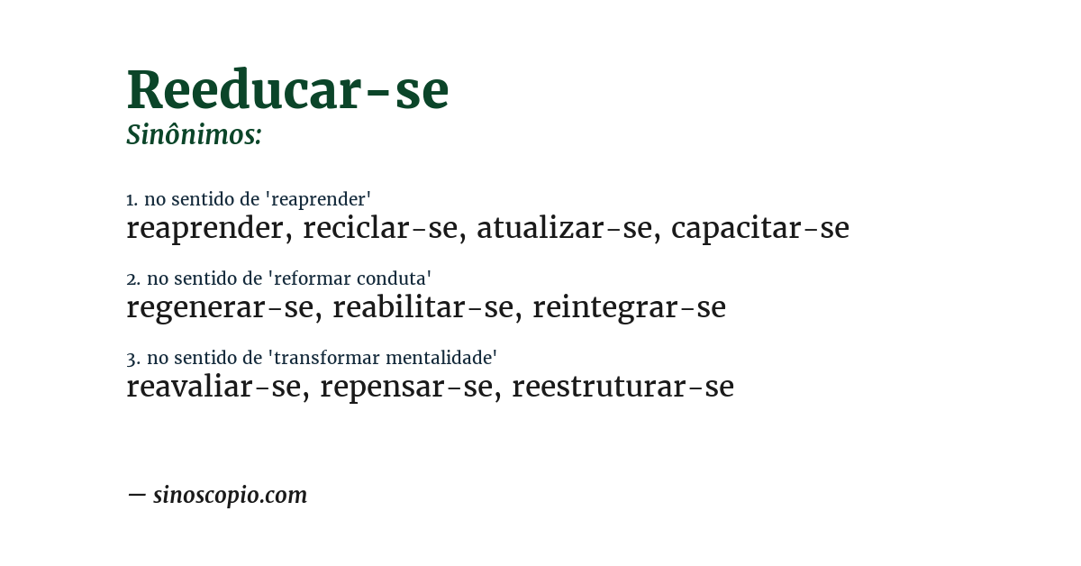 Sinônimo de reeducar-se