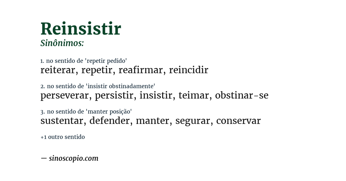 Sinônimo de reinsistir