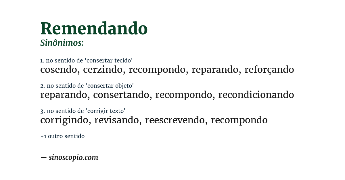 Sinônimo de remendando