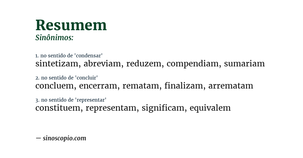 Sinônimo de resumem
