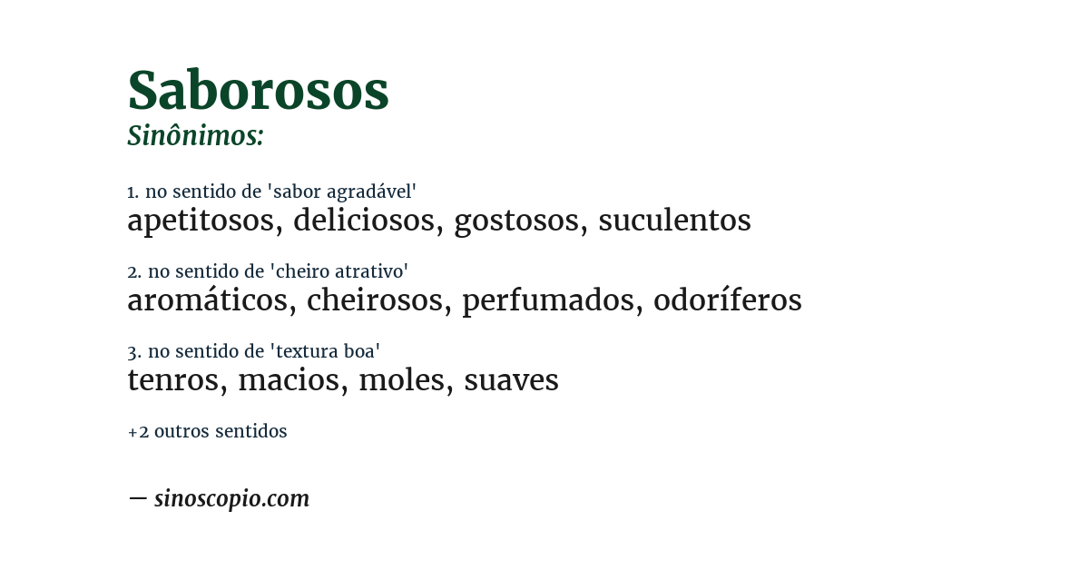 Sinônimo de saborosos