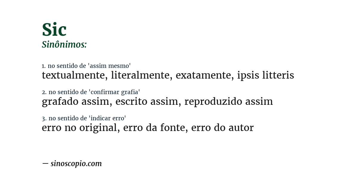 Sinônimo de sic