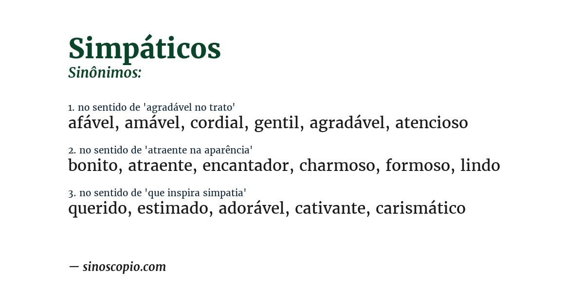 Sinônimo de simpáticos