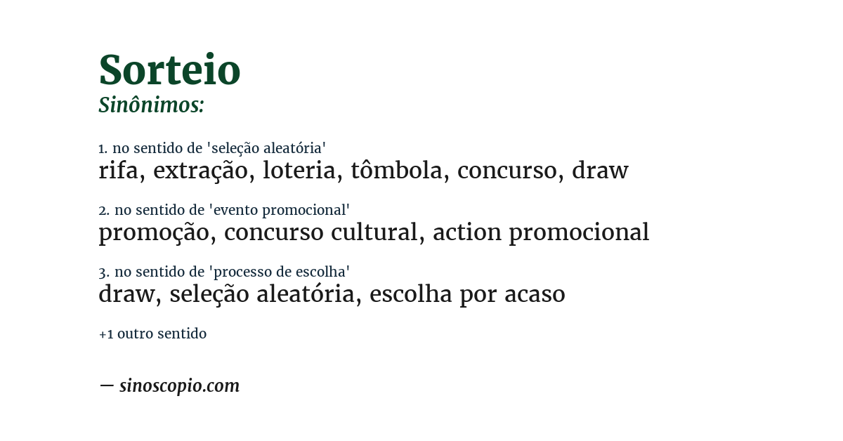 Sinônimo de sorteio