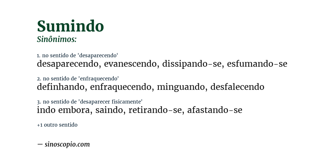 Sinônimo de sumindo