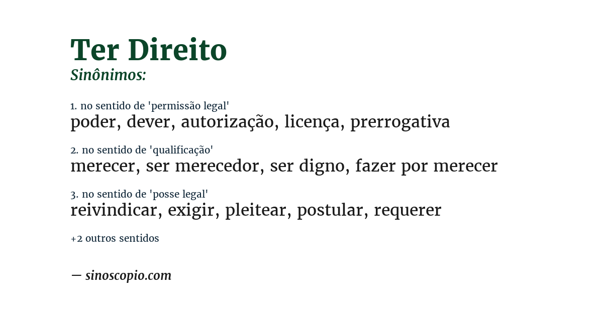 Sinônimo de ter direito