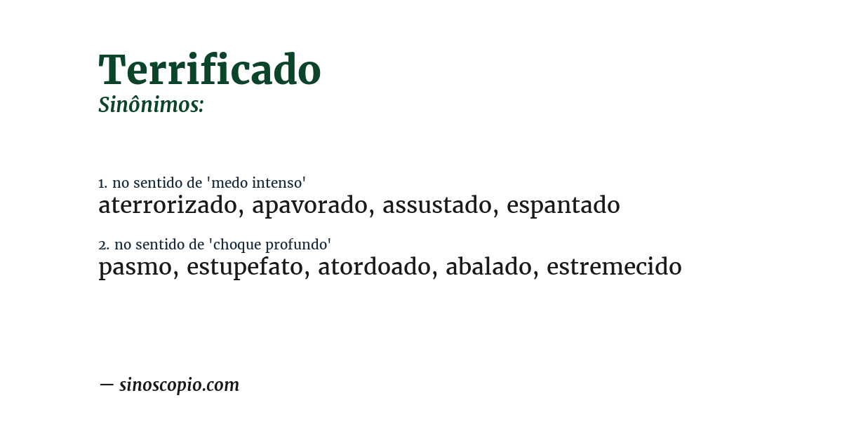 Sinônimo de terrificado