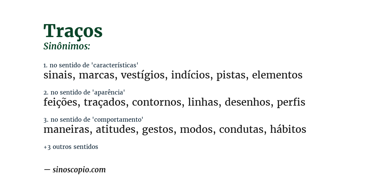 Sinônimo de traços