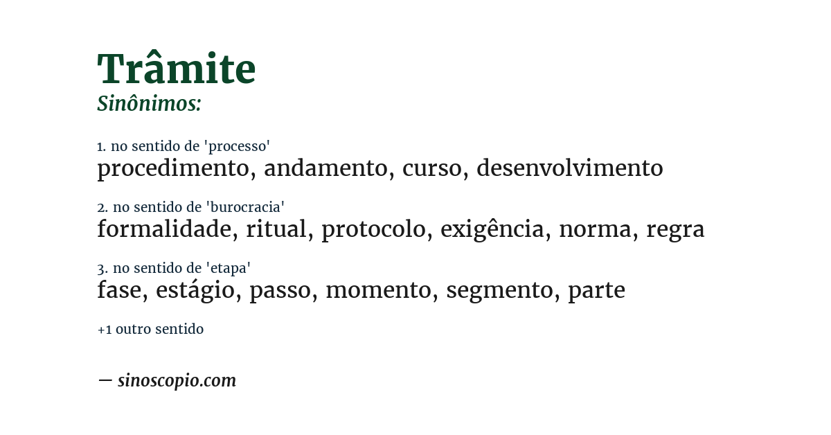 Sinônimo de trâmite