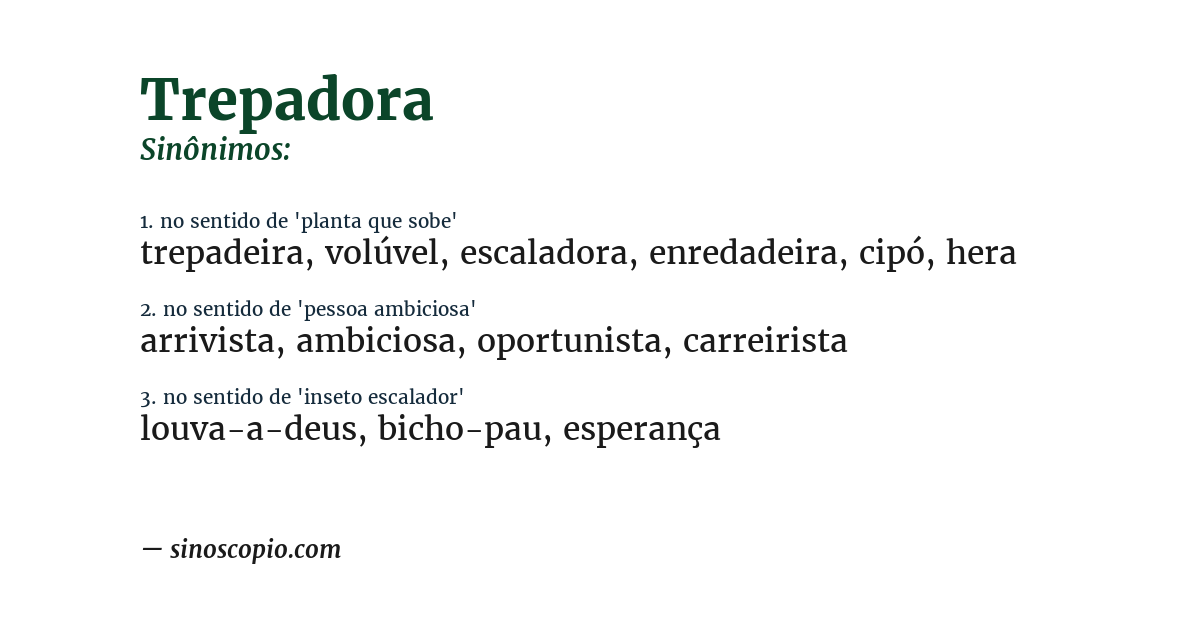 Sinônimo de trepadora