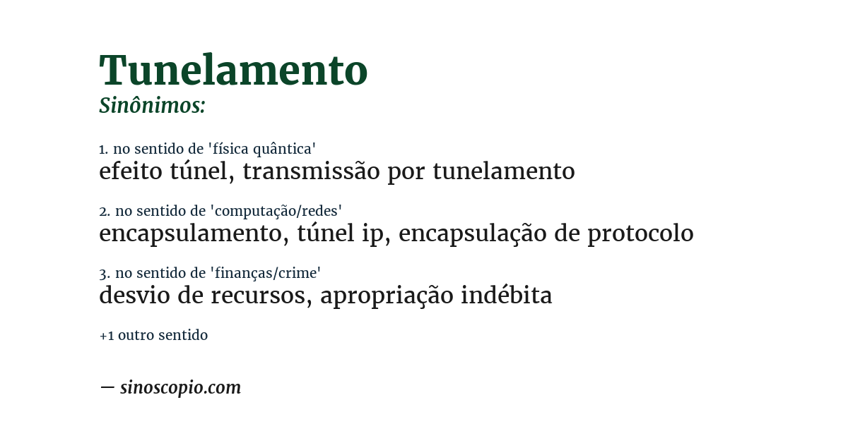 Sinônimo de tunelamento