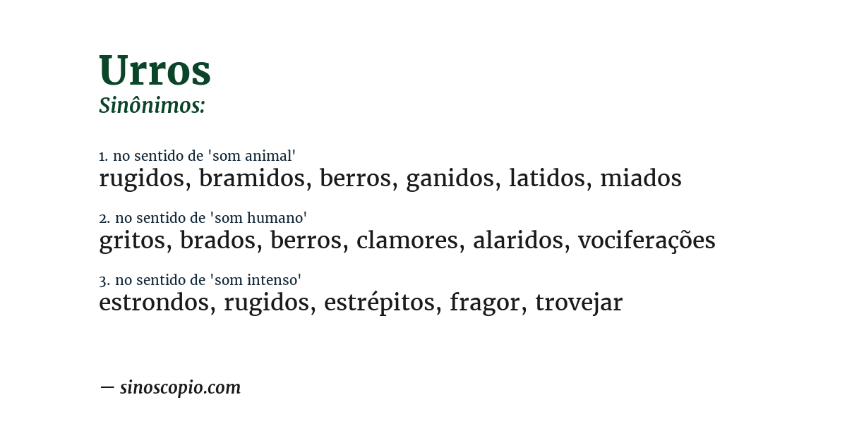 Sinônimo de urros