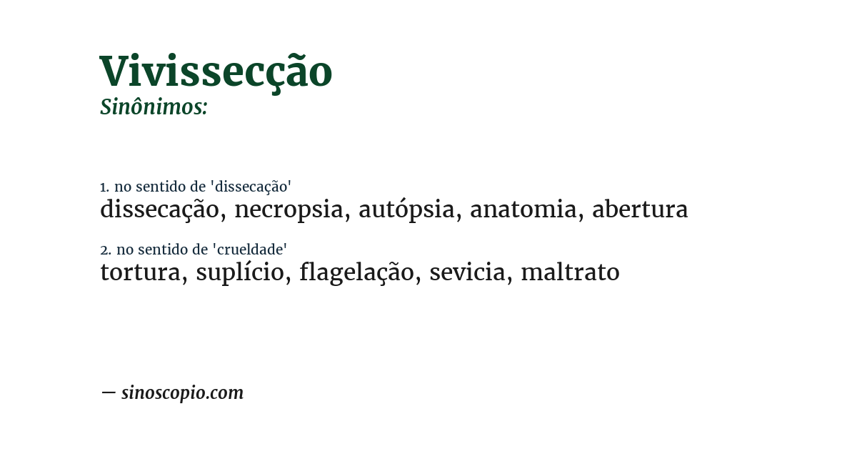 Sinônimo de vivissecção