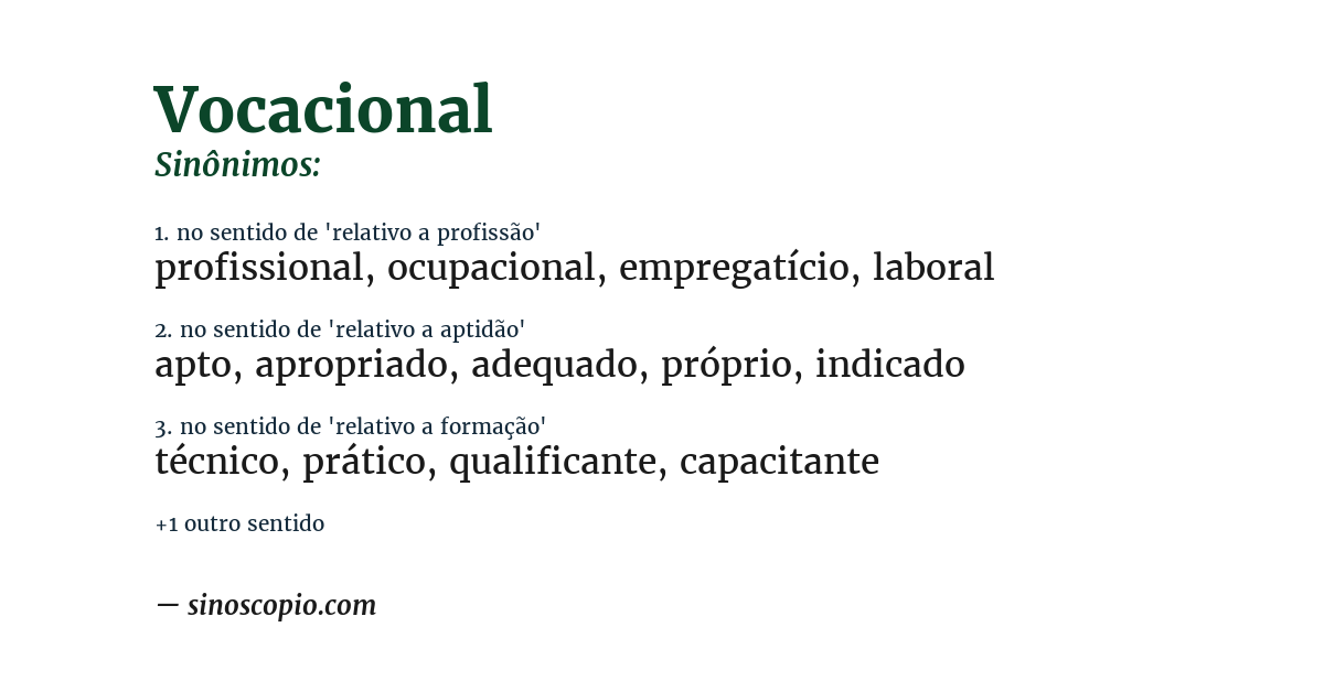 Sinônimo de vocacional