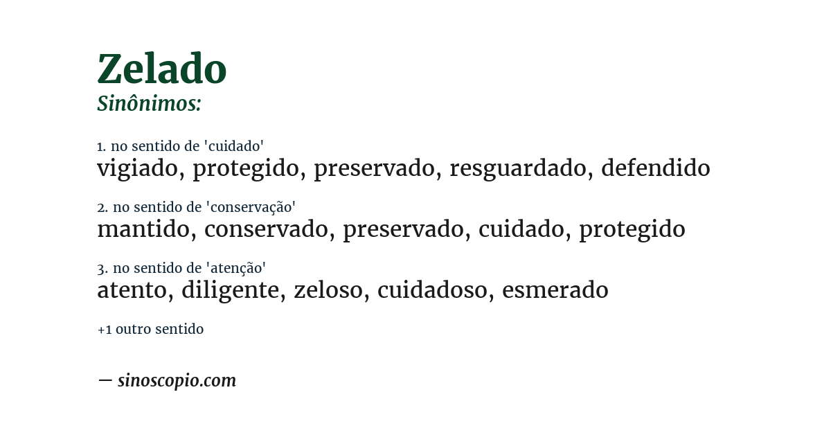 Sinônimo de zelado