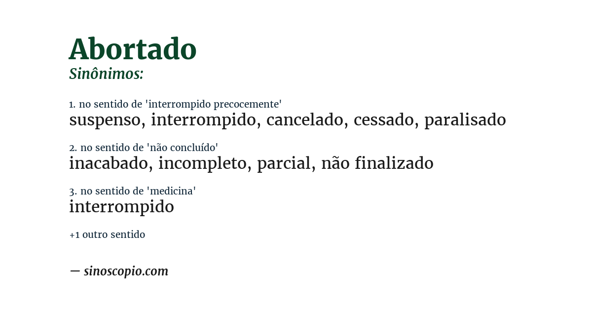Sinônimo de abortado