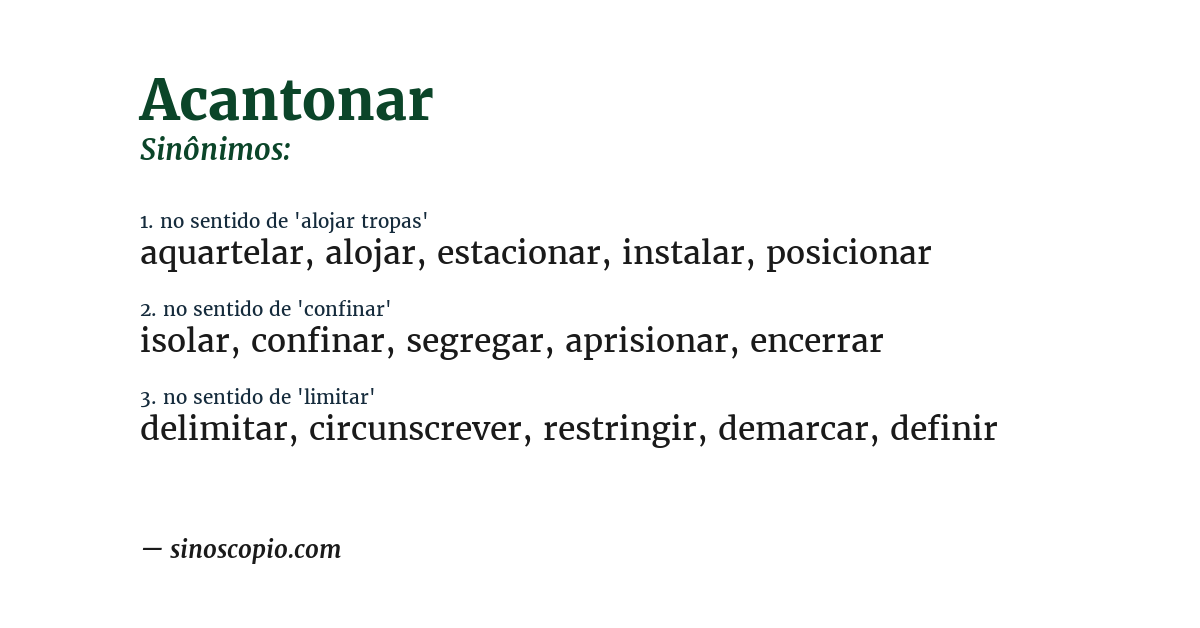 Sinônimo de acantonar