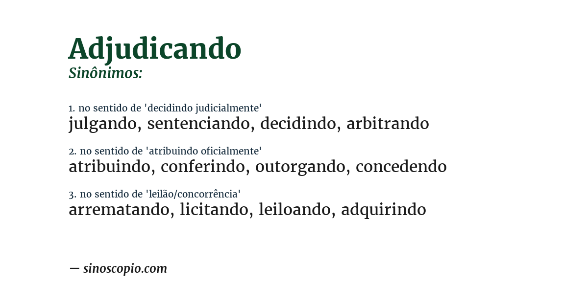 Sinônimo de adjudicando