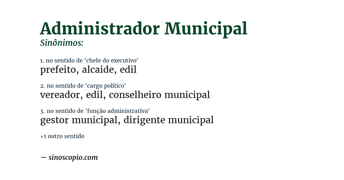 Sinônimo de administrador municipal