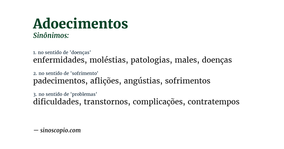 Sinônimo de adoecimentos