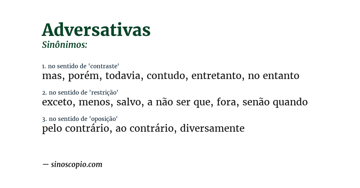 Sinônimo de adversativas