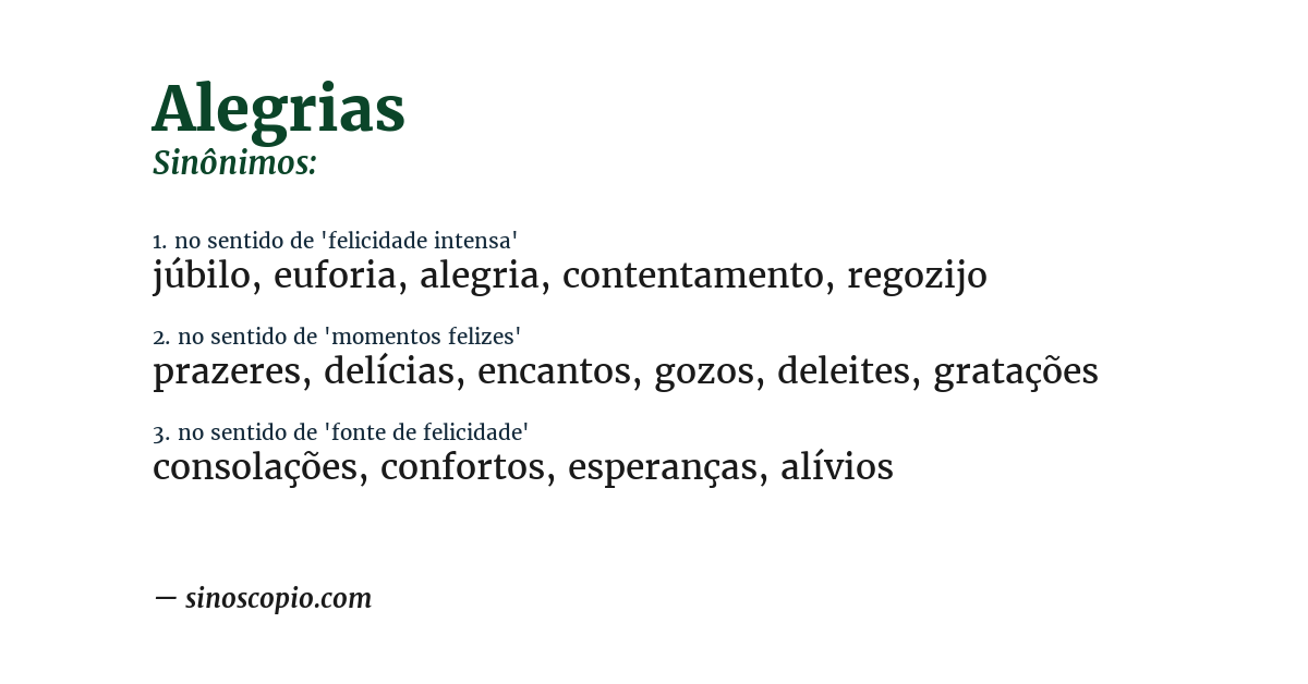 Sinônimo de alegrias