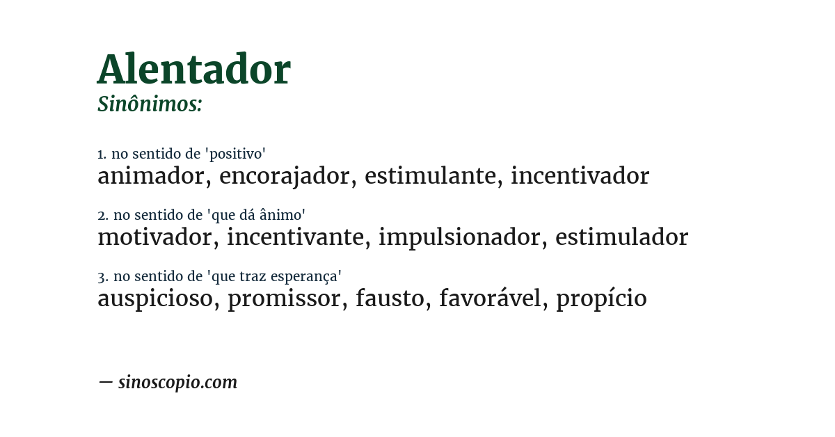 Sinônimo de alentador
