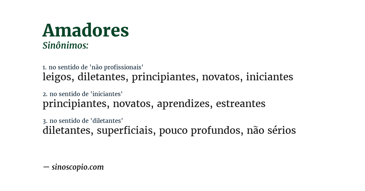 Sinônimo de amadores
