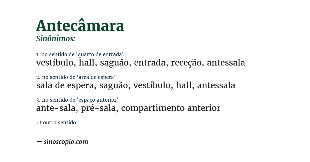 Sinônimo de antecâmara