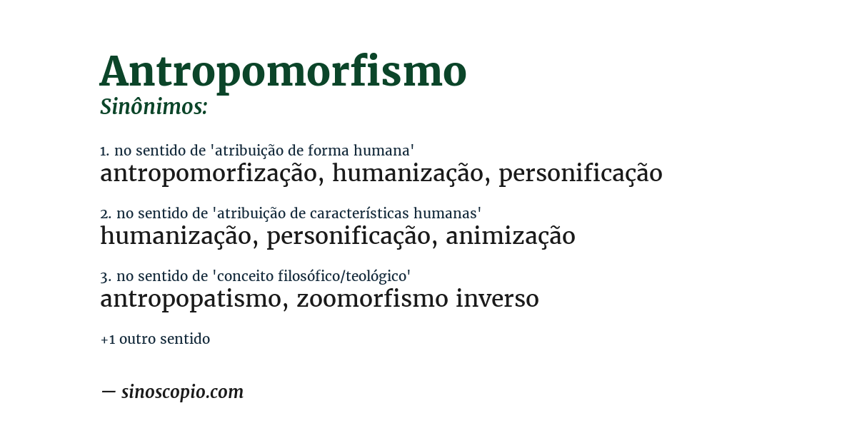 Sinônimo de antropomorfismo