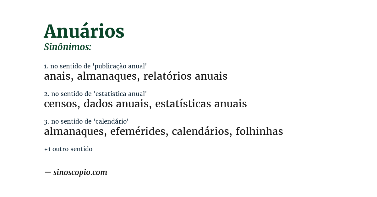 Sinônimo de anuários