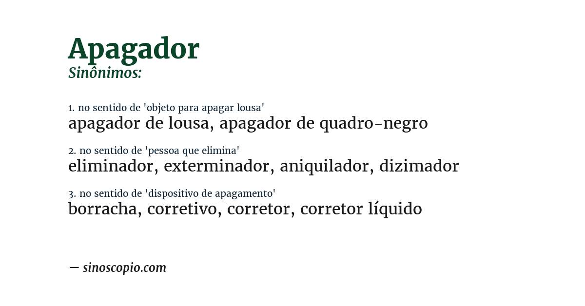 Sinônimo de apagador