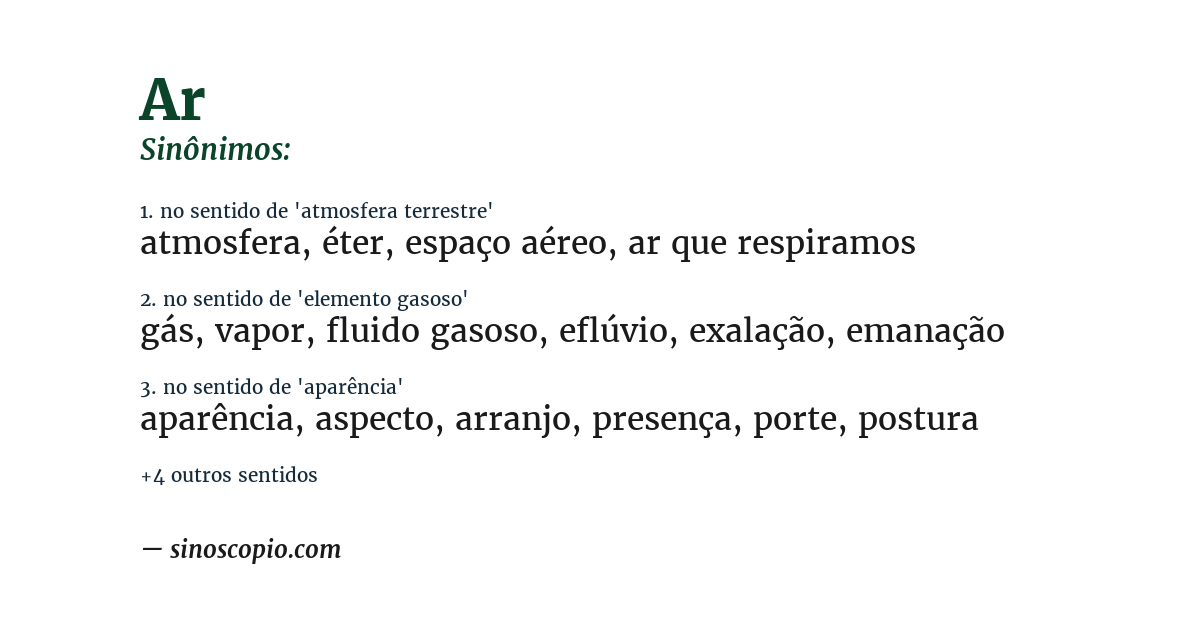 Sinônimo de ar