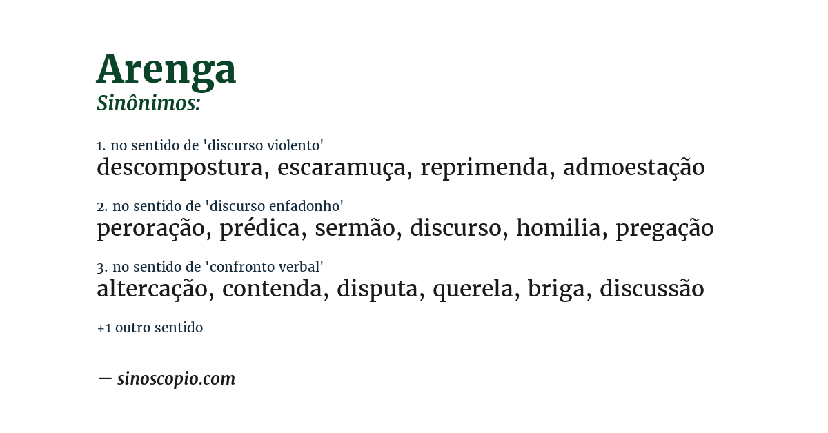 Sinônimo de arenga