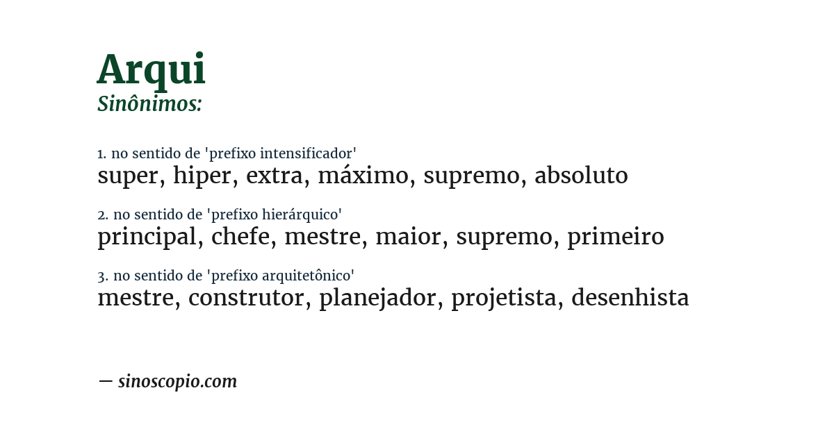 Sinônimo de arqui