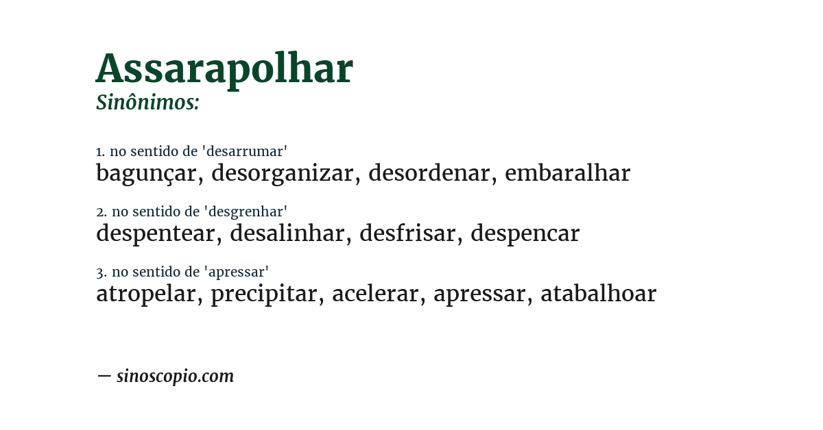 Sinônimo de assarapolhar