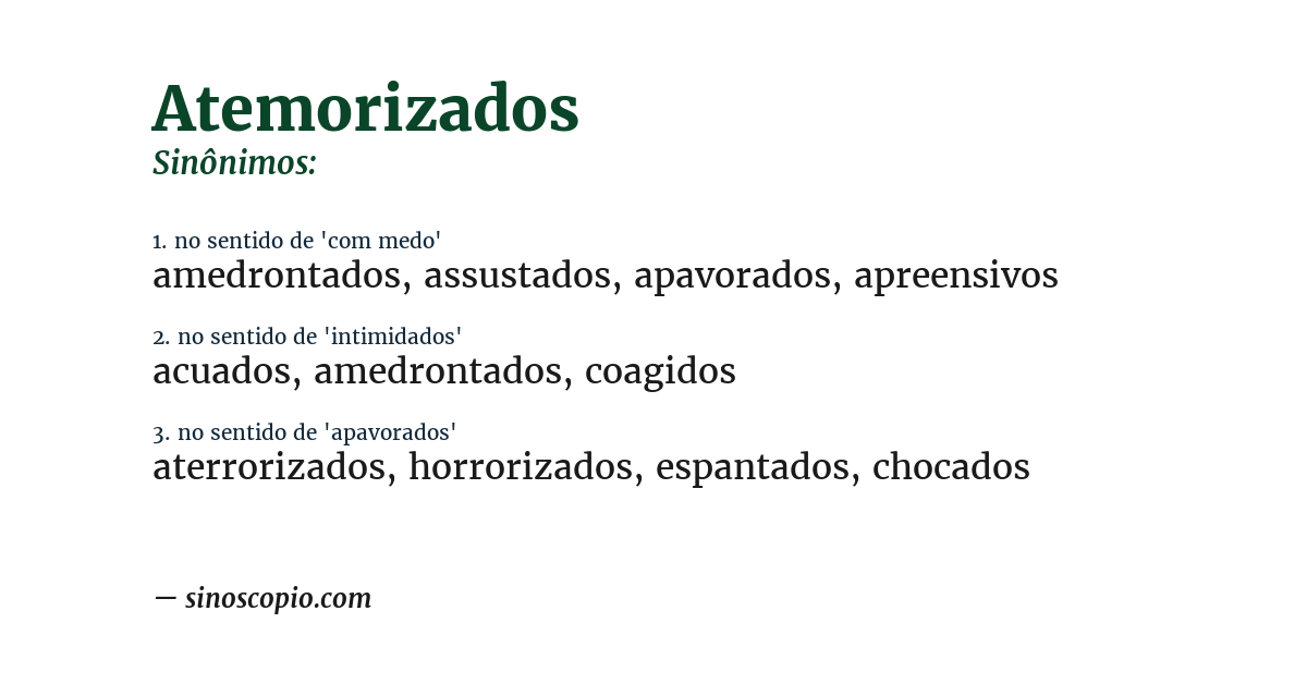 Sinônimo de atemorizados